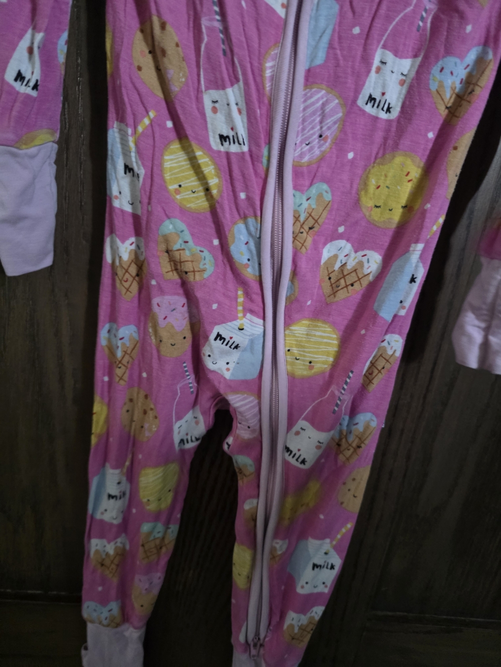 Little Sleepies Pink Heart & Cookie Zip Toddler One-Piece Pajamas - Picture 3 of 3